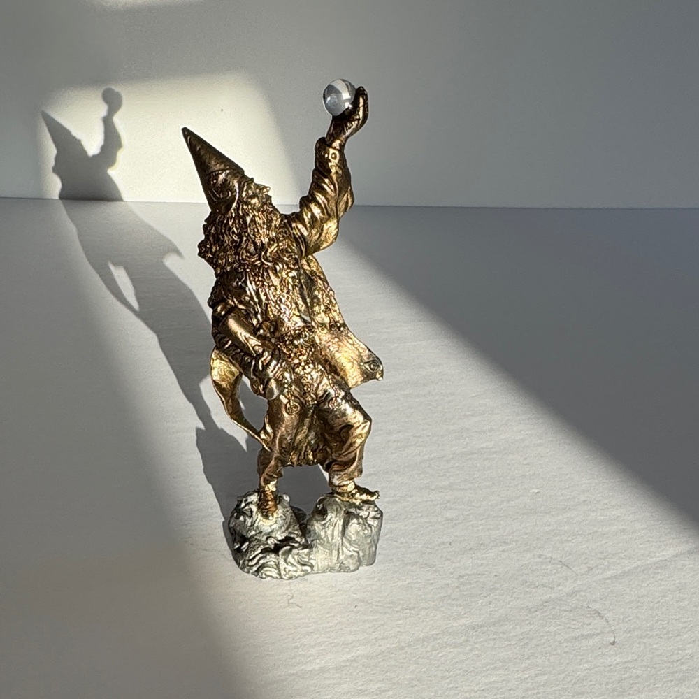 Mystical Gold and Silver Wizard Sculpture